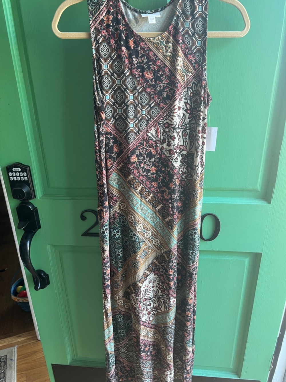 J.Jill Printed boho Maxi Dress - Teal & Black size X small